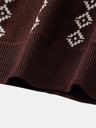 POLO COL V EN MAILLE GÉOMÉTRIQUE