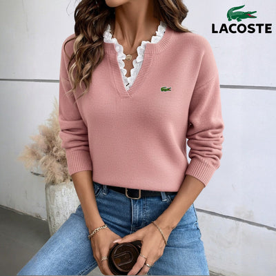 Pull en dentelle à col en V || SOLDES