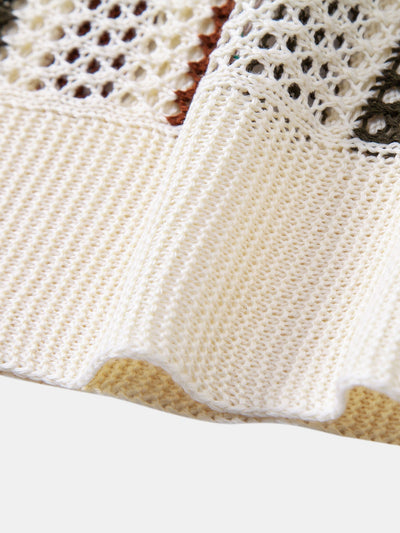 POLO À COL V RAYÉ AU CROCHET
