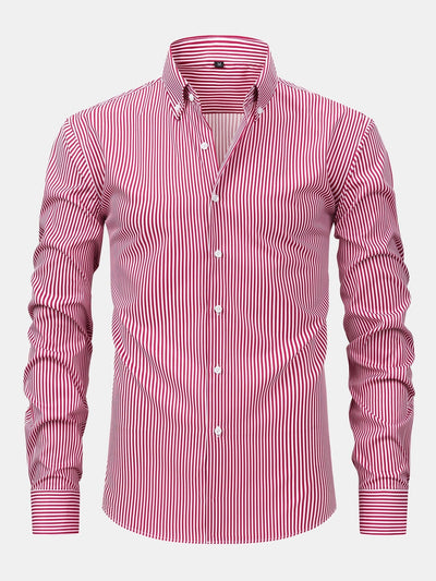 CHEMISE À MANCHES LONGUES À RAYURES AVEC BOUTONS & PANTALONS SLIM FIT À JAMBES AFFINÉES