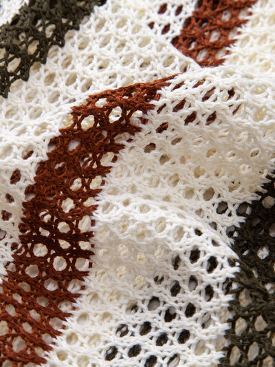 POLO À COL V RAYÉ AU CROCHET