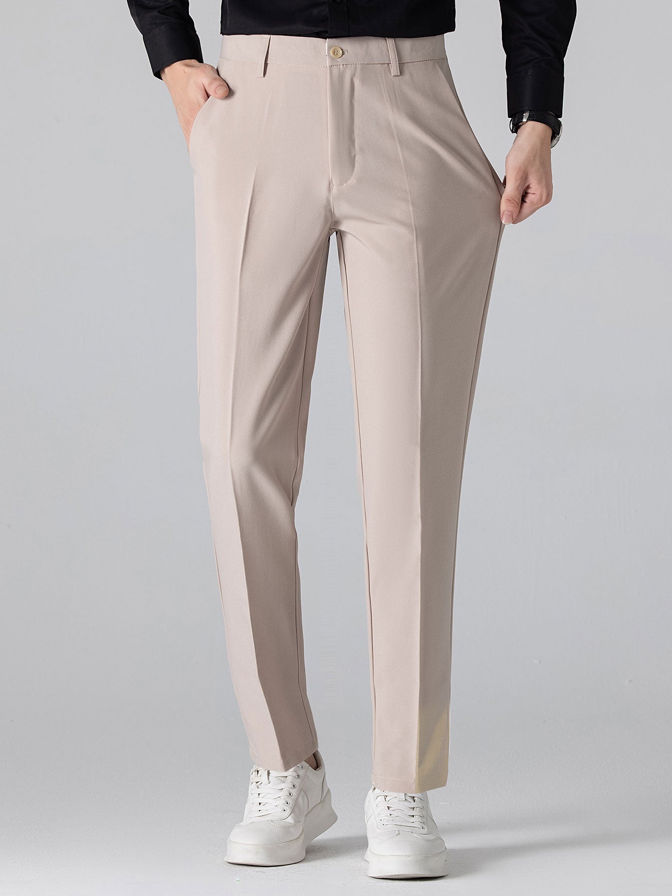 CHEMISE À MANCHES LONGUES À RAYURES AVEC BOUTONS & PANTALONS SLIM FIT À JAMBE ÉLARGIE