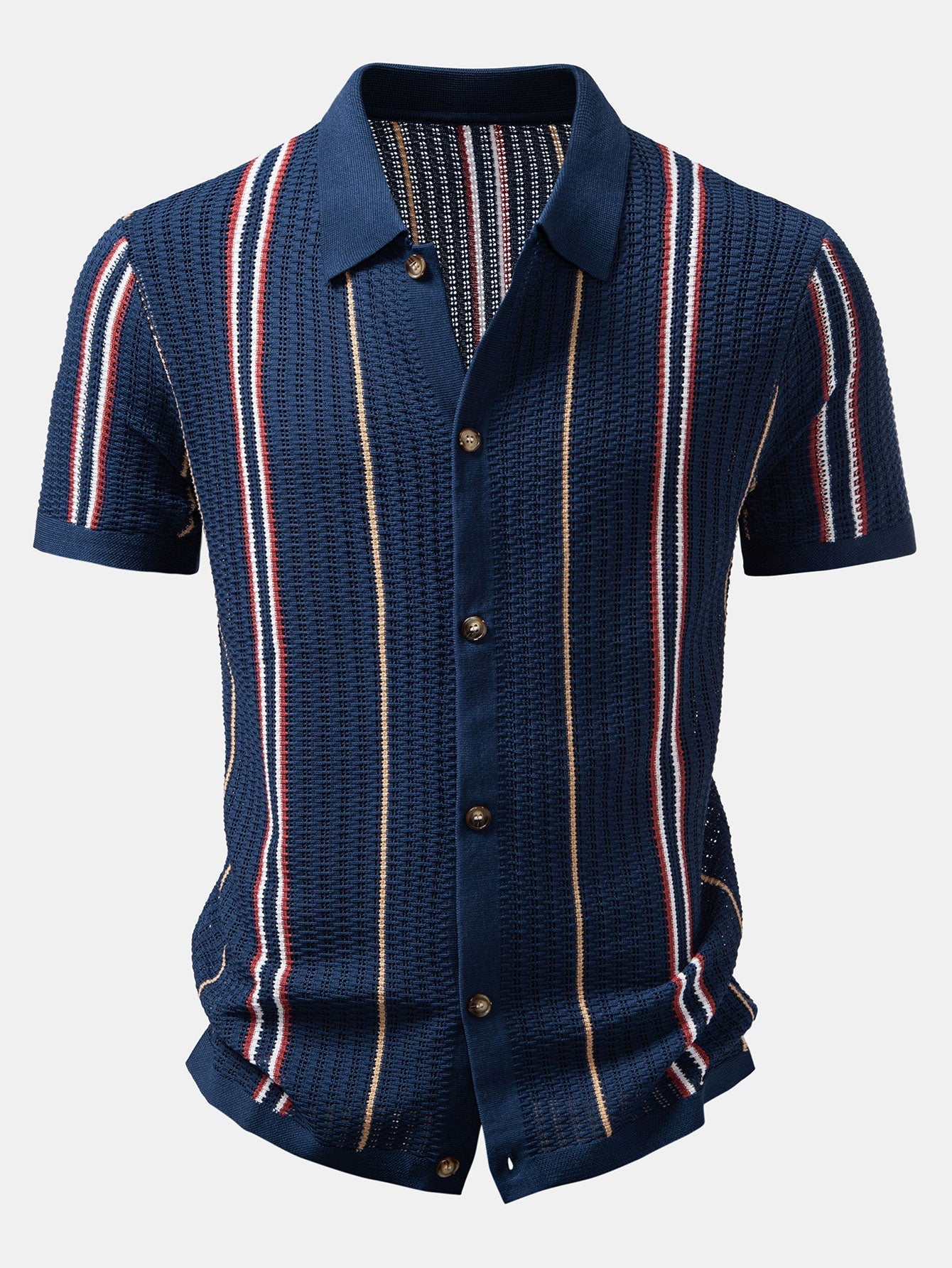 CHEMISE À RAYURES AU CROCHET AVEC BOUTONS & PANTALONS EN LIN À JAMBE DROITE