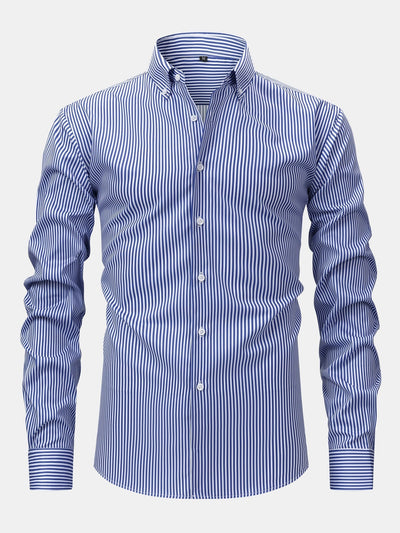 CHEMISE À MANCHES LONGUES À RAYURES AVEC BOUTONS & PANTALONS SLIM FIT À JAMBES AFFINÉES