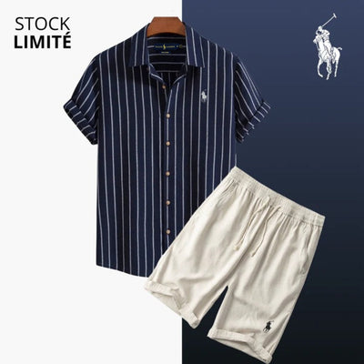 Ensemble Estival Rayé (Chemise & Short) || DÉSTOCKAGE