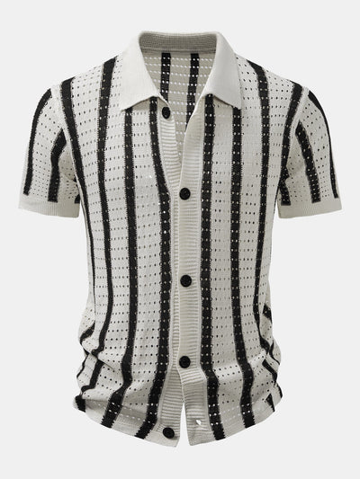CHEMISE À RAYURES AVEC ŒILLETS EN MAILLE