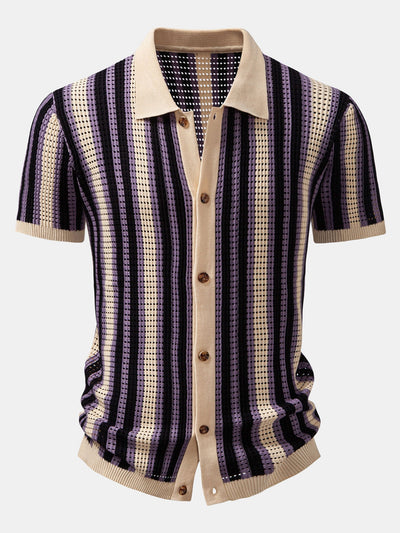 CHEMISE À RAYURES AVEC ŒILLETS AU CROCHET & PANTALON EN LIN À JAMBE DROITE
