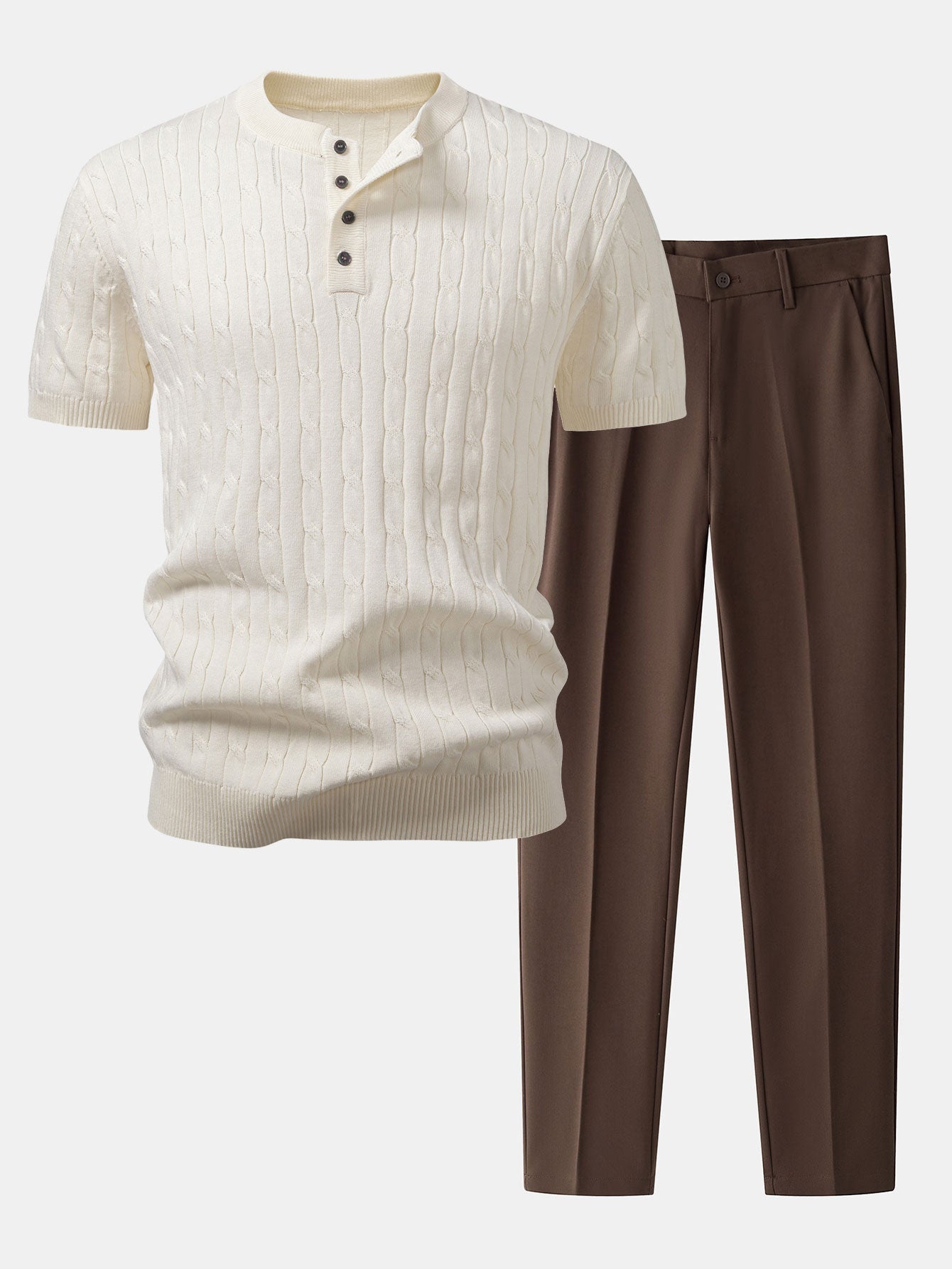 CHEMISE HENLEY EN MAILLE TWIST & PANTALONS SLIM FIT À JAMBES ÉTROITES