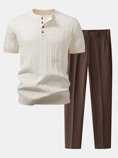 CHEMISE HENLEY EN MAILLE TWIST & PANTALONS SLIM FIT À JAMBES ÉTROITES