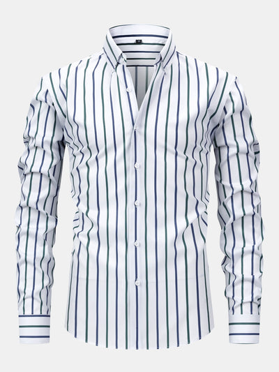 CHEMISE À MANCHES LONGUES À RAYURES AVEC BOUTONS & PANTALONS SLIM FIT À JAMBES ÉVASÉES