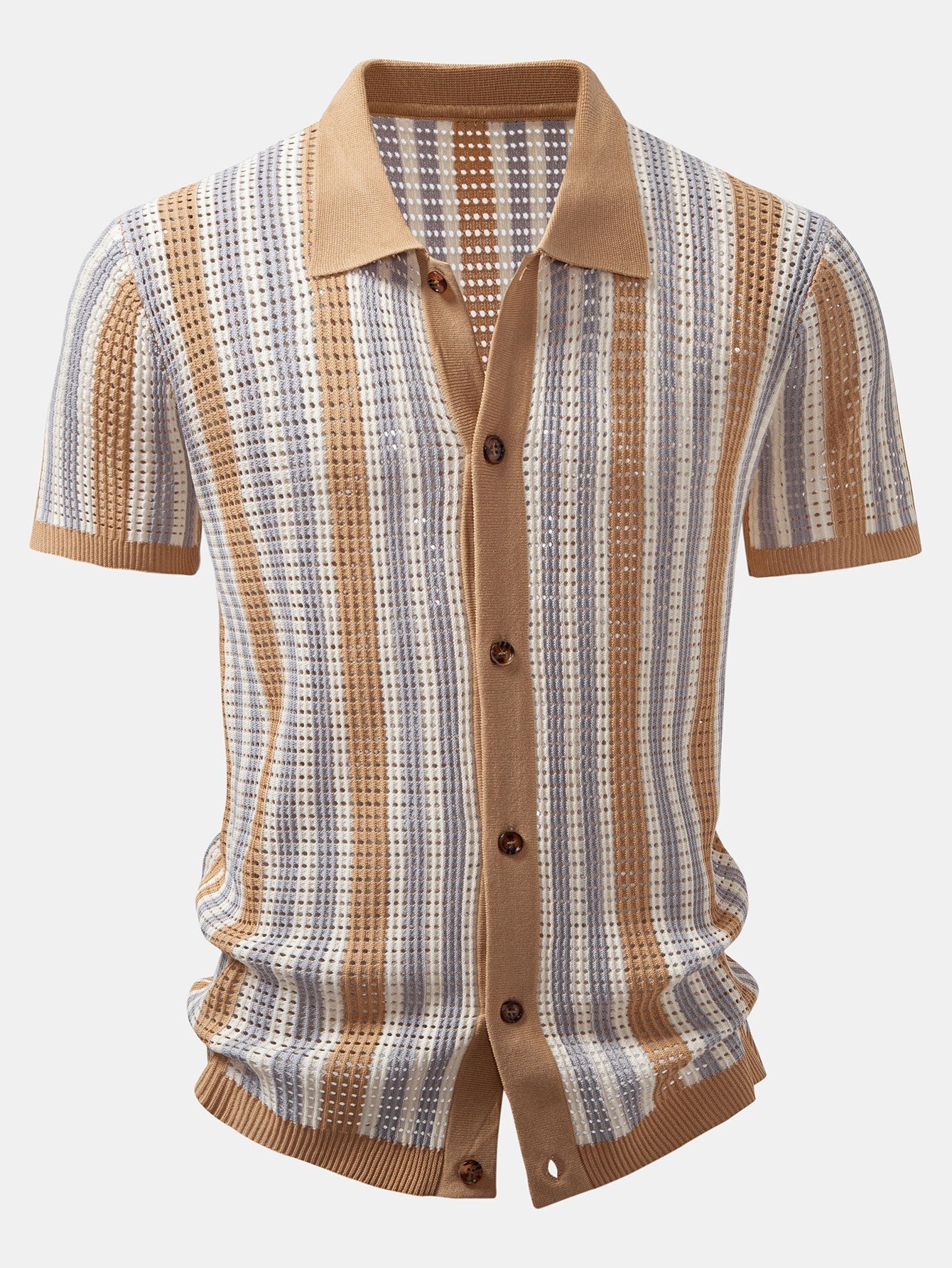CHEMISE À RAYURES AVEC ŒILLETS AU CROCHET & PANTALON EN LIN À JAMBE DROITE