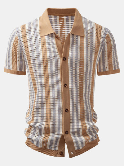 CHEMISE À RAYURES AVEC ŒILLETS AU CROCHET & PANTALON EN LIN À JAMBE DROITE