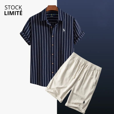 Ensemble Estival Rayé (Chemise & Short) - DÉSTOCKAGE