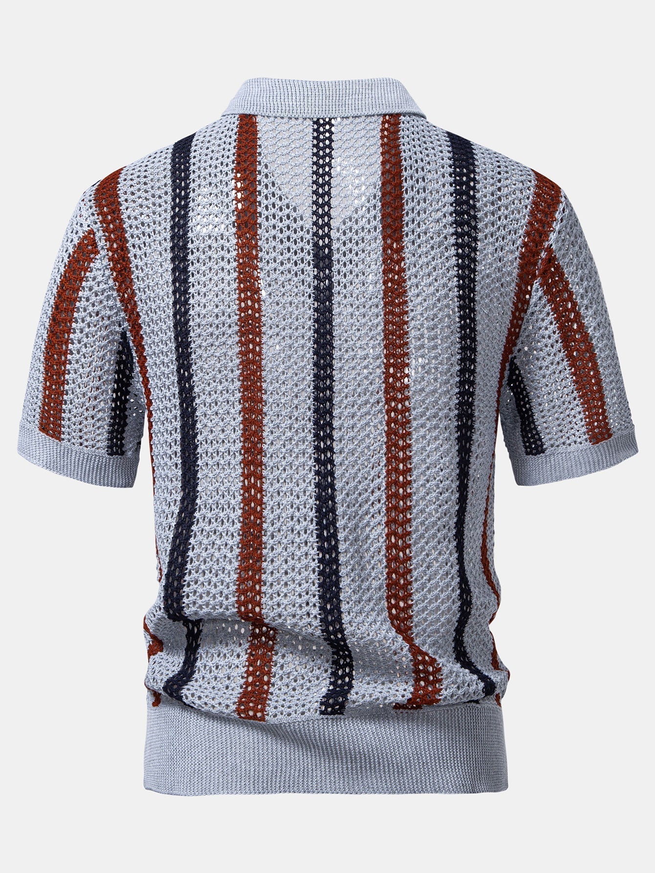 POLO À COL V RAYÉ AU CROCHET