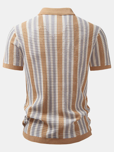 CHEMISE À RAYURES AVEC ŒILLETS AU CROCHET & PANTALON EN LIN À JAMBE DROITE
