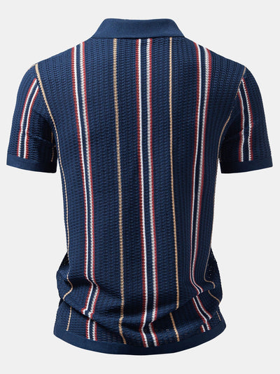 CHEMISE À RAYURES AU CROCHET AVEC BOUTONS & PANTALONS EN LIN À JAMBE DROITE