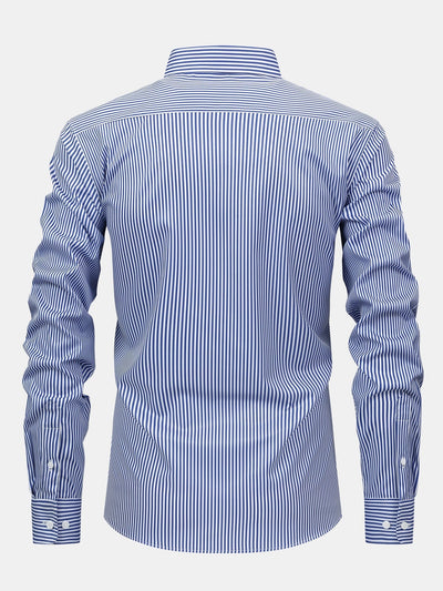 CHEMISE À MANCHES LONGUES À RAYURES AVEC BOUTONS & PANTALONS SLIM FIT À JAMBES AFFINÉES