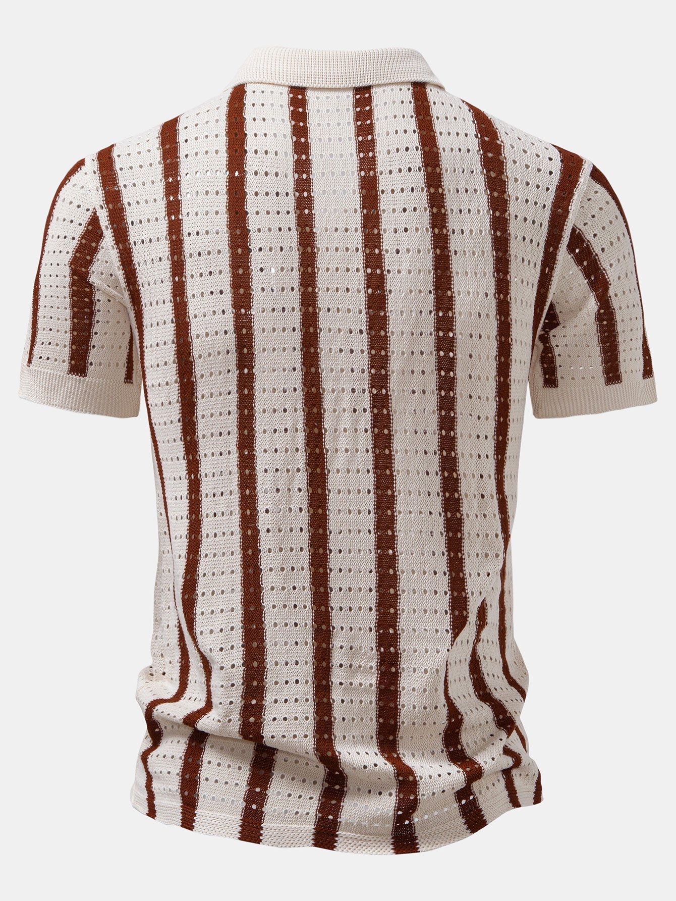 CHEMISE À RAYURES AVEC ŒILLETS TRICOTÉS & PANTALONS EN LIN À JAMBE DROITE