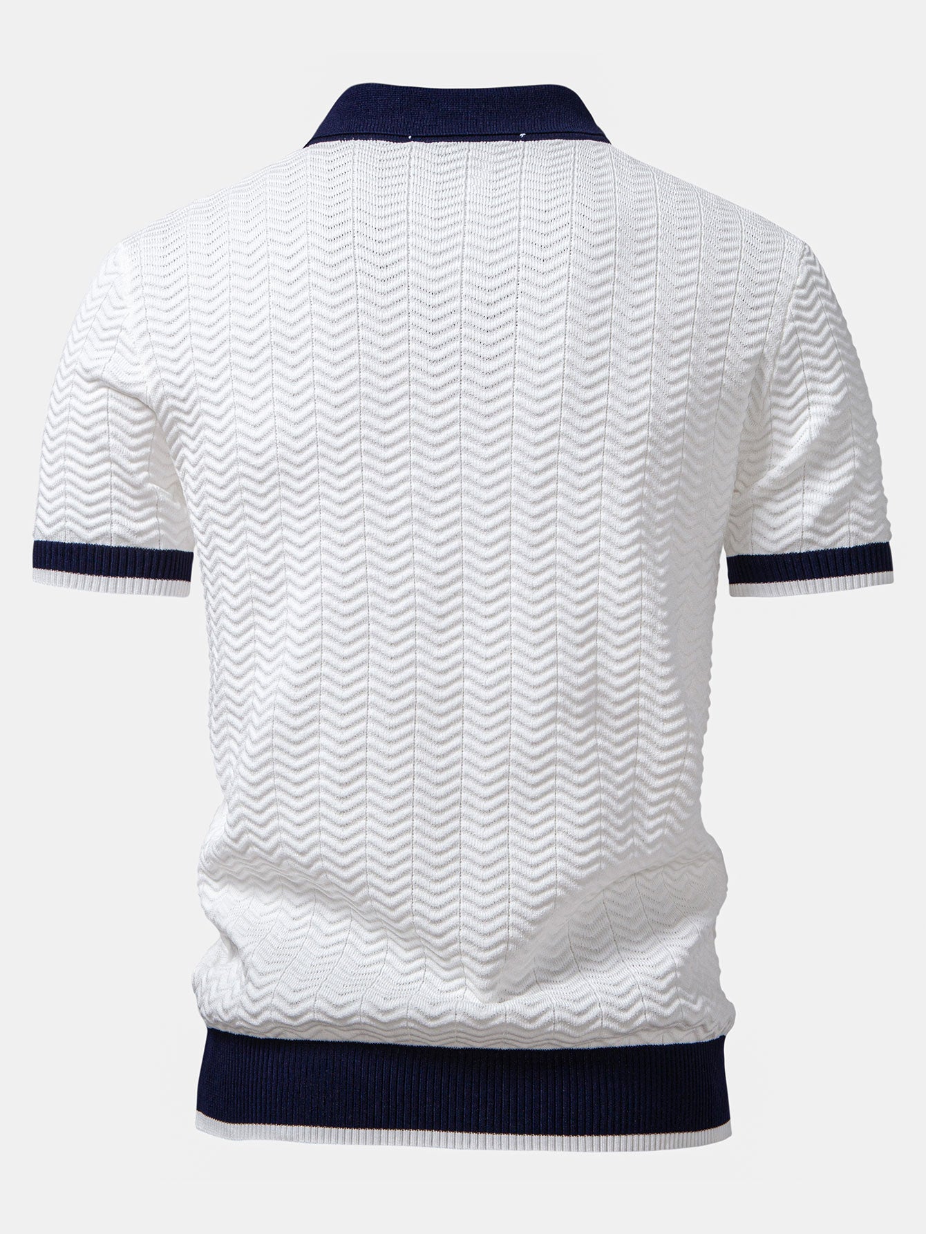 POLO À COL V EN MAILLE AVEC CONTRASTE DE TEXTURE