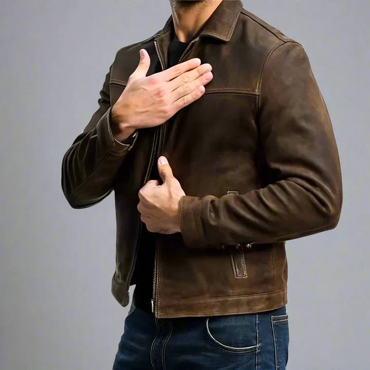 DUMONT LYON™ | VESTE EN CUIR AVEC FERMETURE ÉCLAIR