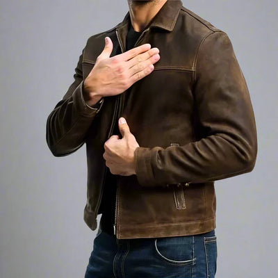 DUMONT LYON™ | VESTE EN CUIR AVEC FERMETURE ÉCLAIR