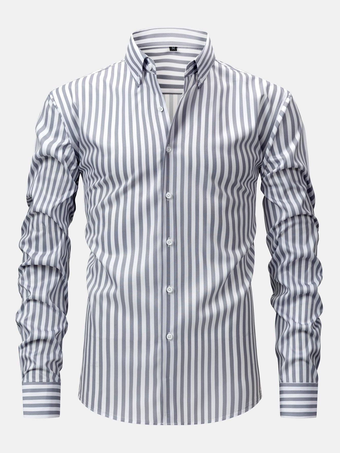 CHEMISE À MANCHES LONGUES À RAYURES AVEC BOUTONS & PANTALONS SLIM FIT À JAMBE ÉLARGIE