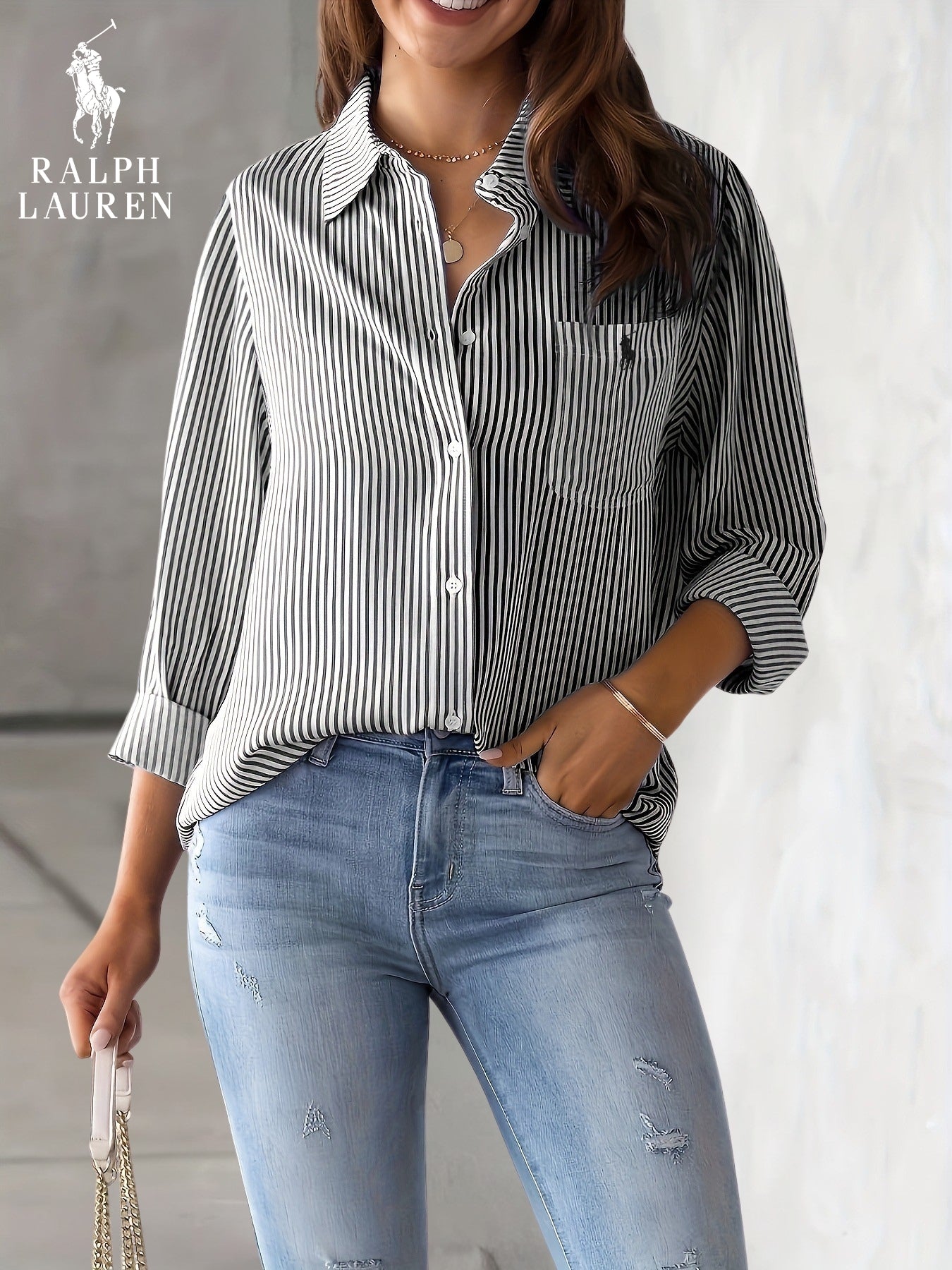 Chemise Rayée Chic à Manches Longues || DÉSTOCKAGE