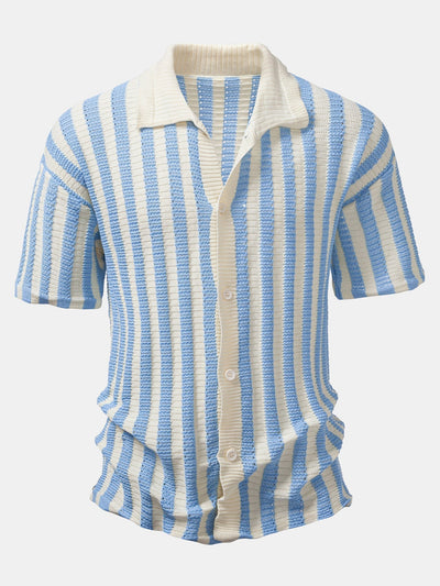 CHEMISE À ÉPAULES DÉGRADÉES ET RAYURES AU CROCHET & PANTALONS EN LIN À JAMBE DROITE