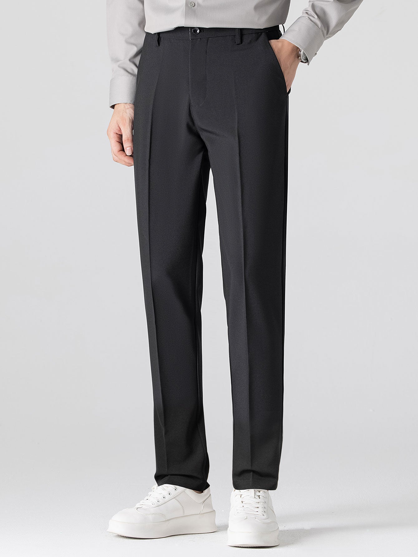 CHEMISE À MANCHES LONGUES À RAYURES AVEC BOUTONS & PANTALONS SLIM FIT À JAMBE ÉLARGIE