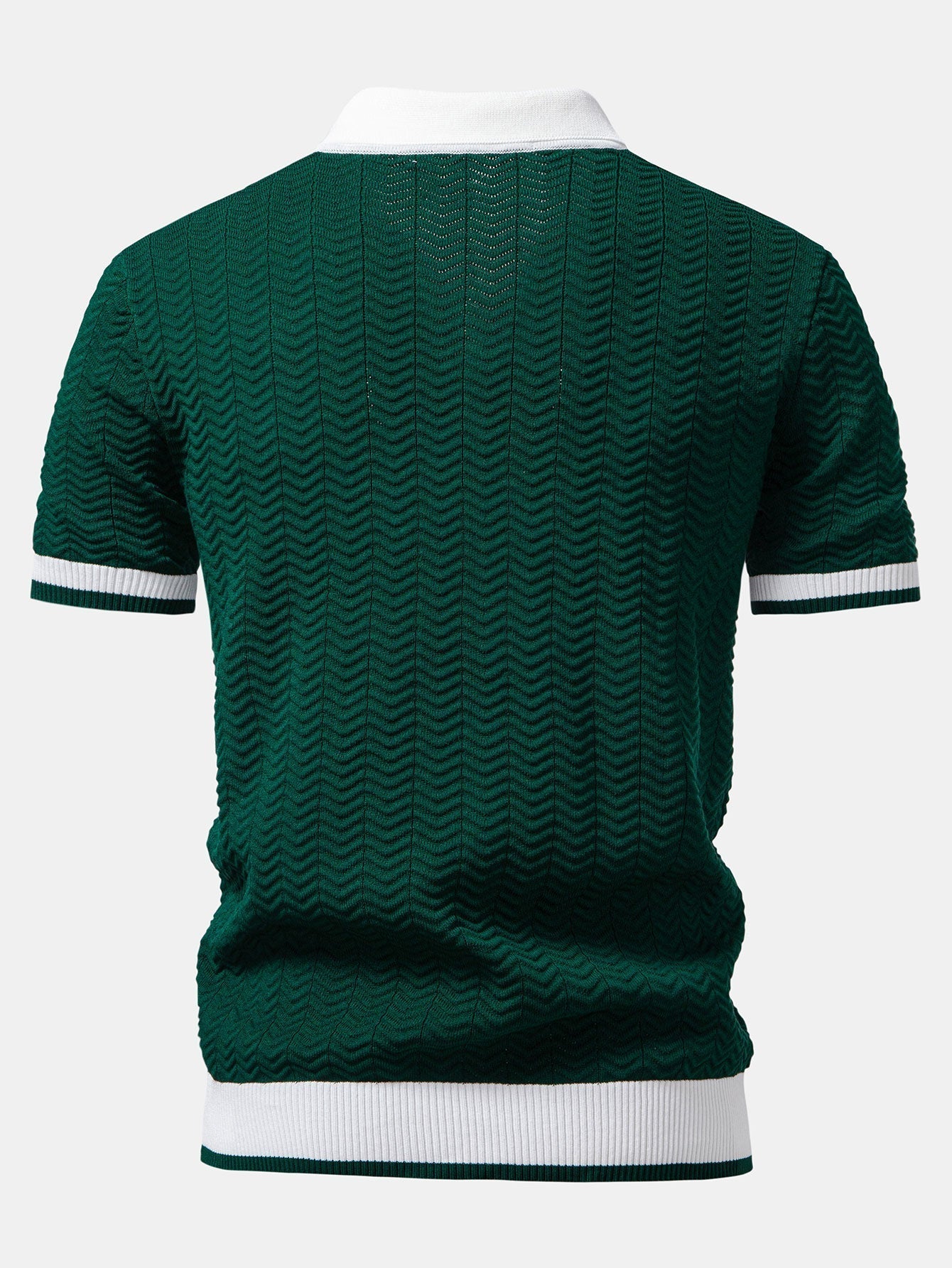 POLO À COL V EN MAILLE AVEC CONTRASTE DE TEXTURE