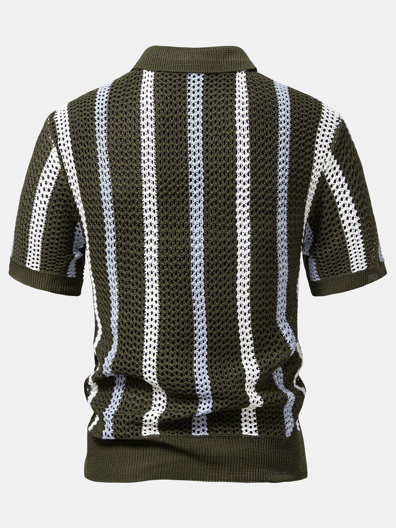 POLO À COL V RAYÉ AU CROCHET