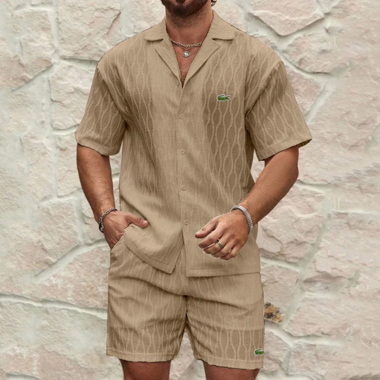 Ensemble Estival Chemise & Short Texturés - PRIX DÉSTOCKAGE