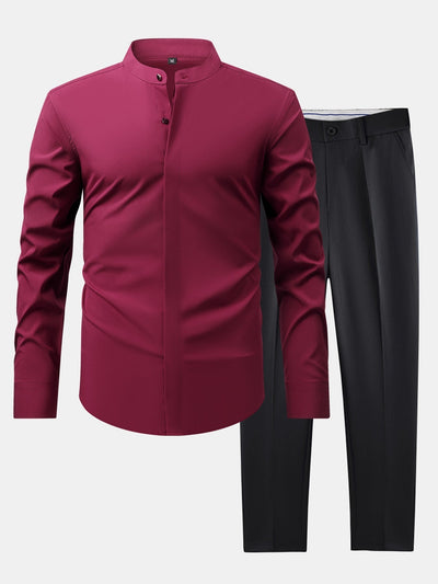 CHEMISE À COL MONTANT & PANTALONS SLIM FIT À JAMBES ÉVASÉES