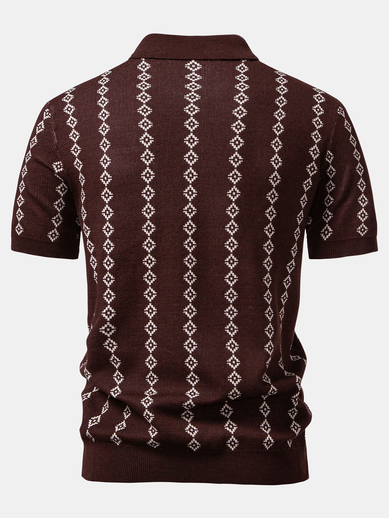 POLO COL V EN MAILLE GÉOMÉTRIQUE