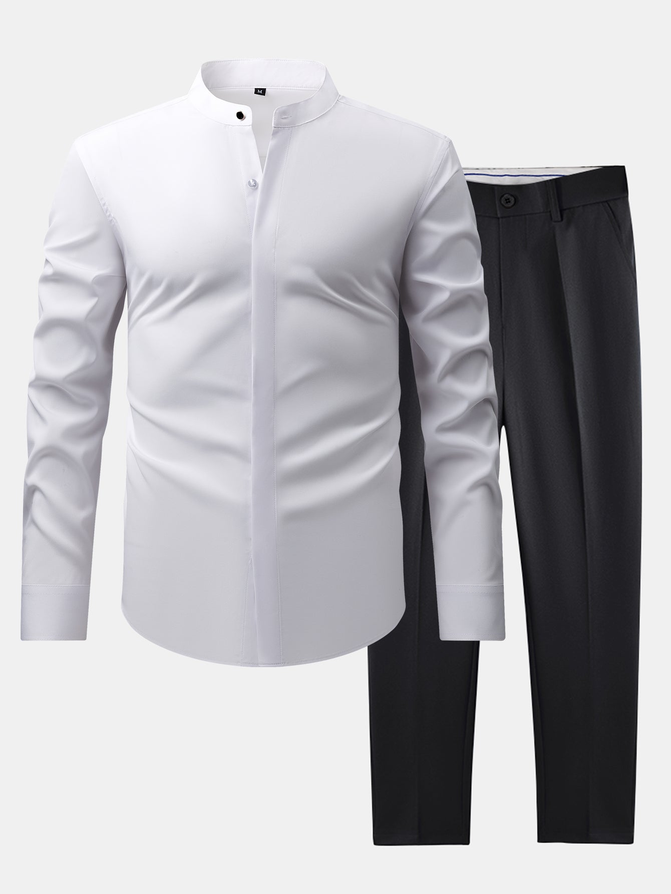 CHEMISE À COL MONTANT & PANTALONS SLIM FIT À JAMBES ÉVASÉES