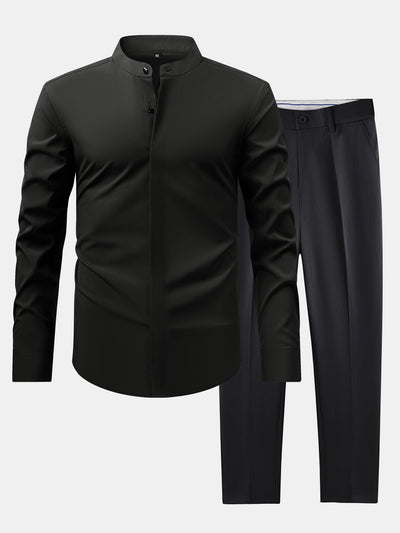 CHEMISE À COL MONTANT & PANTALONS SLIM FIT À JAMBES ÉVASÉES
