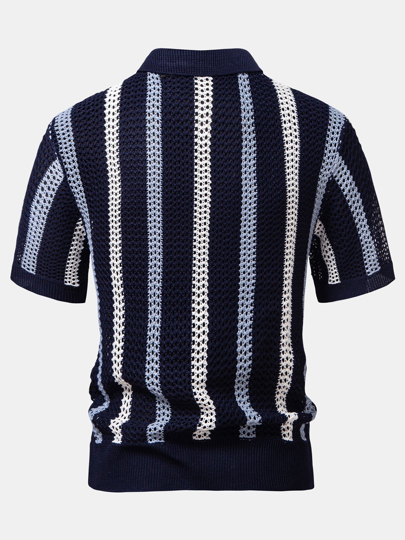 POLO À COL V RAYÉ AU CROCHET