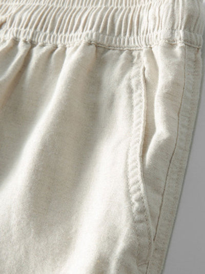 CHEMISE À RAYURES AVEC ŒILLETS TRICOTÉS & PANTALONS EN LIN À JAMBE DROITE