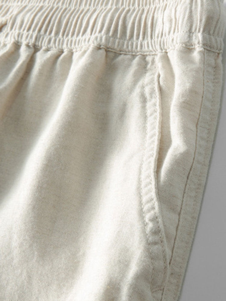 CHEMISE À ÉPAULES DÉGRADÉES ET RAYURES AU CROCHET & PANTALONS EN LIN À JAMBE DROITE