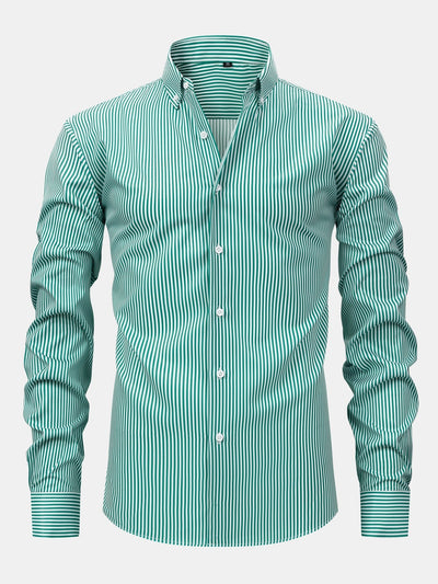 CHEMISE À MANCHES LONGUES À RAYURES AVEC BOUTONS & PANTALONS SLIM FIT À JAMBES AFFINÉES