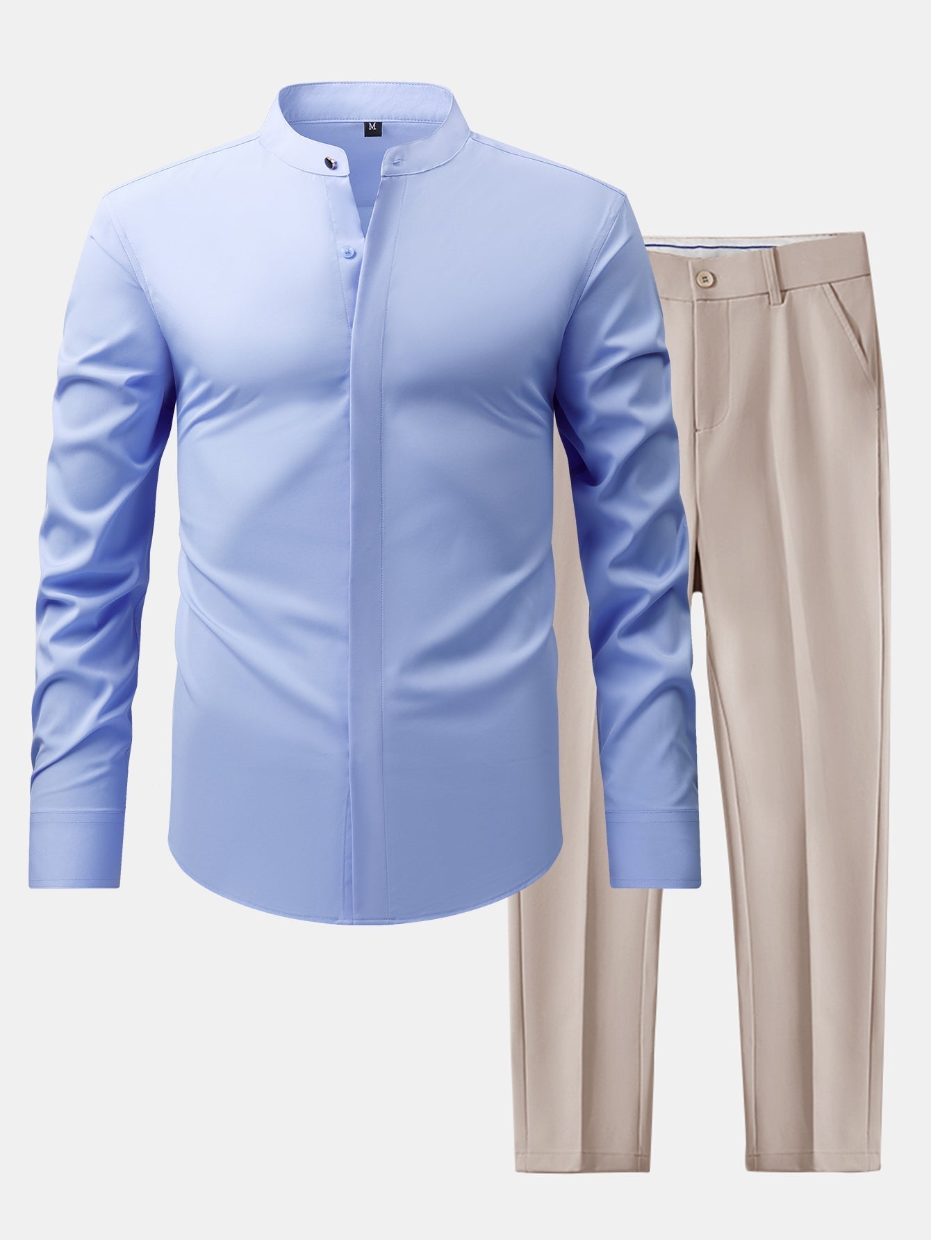 CHEMISE À COL MONTANT & PANTALONS SLIM FIT À JAMBES ÉVASÉES