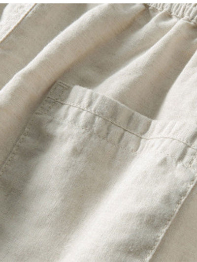 CHEMISE À RAYURES AU CROCHET AVEC BOUTONS & PANTALONS EN LIN À JAMBE DROITE