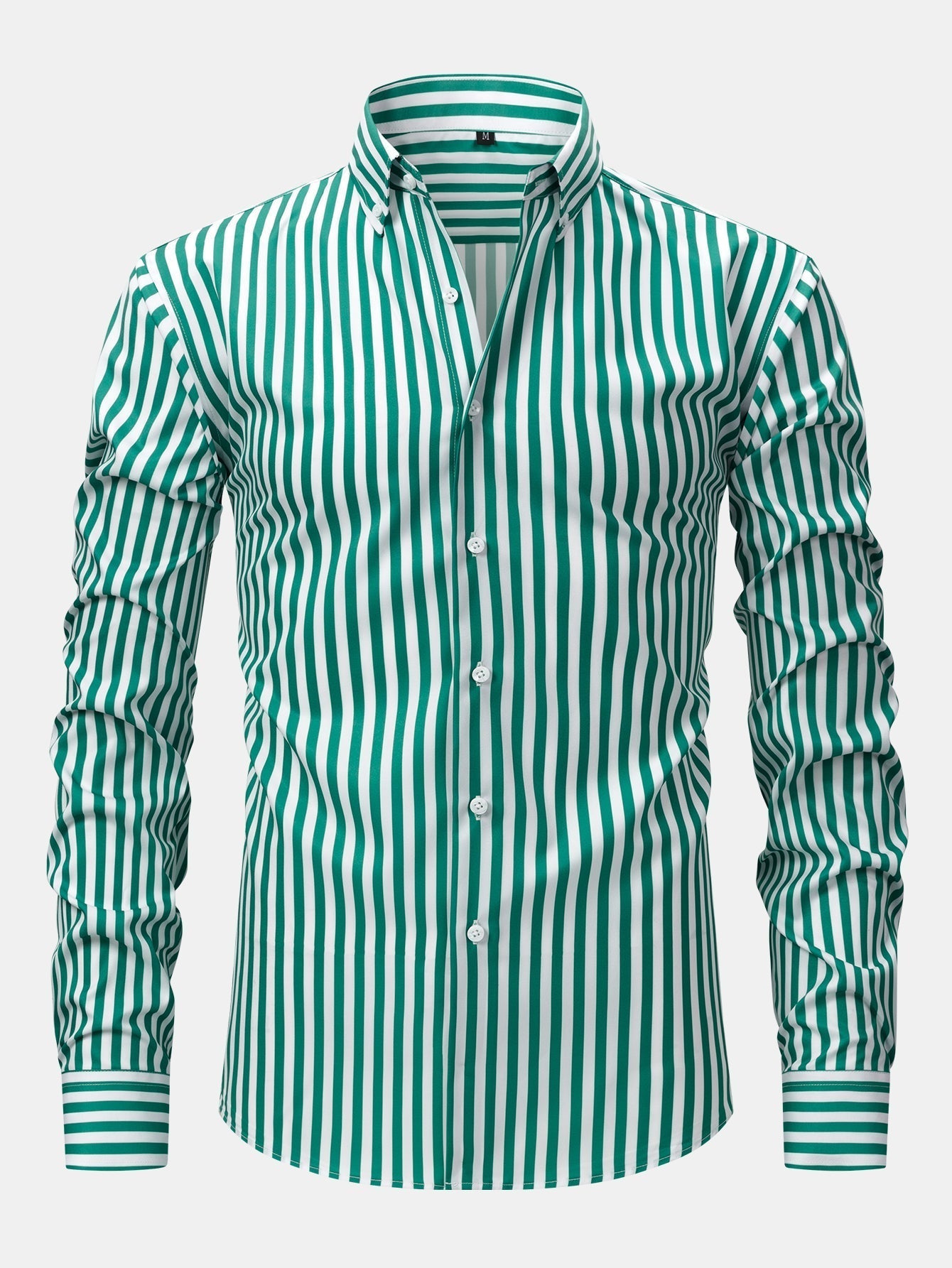 CHEMISE À MANCHES LONGUES À RAYURES AVEC BOUTONS & PANTALONS SLIM FIT À JAMBE ÉLARGIE