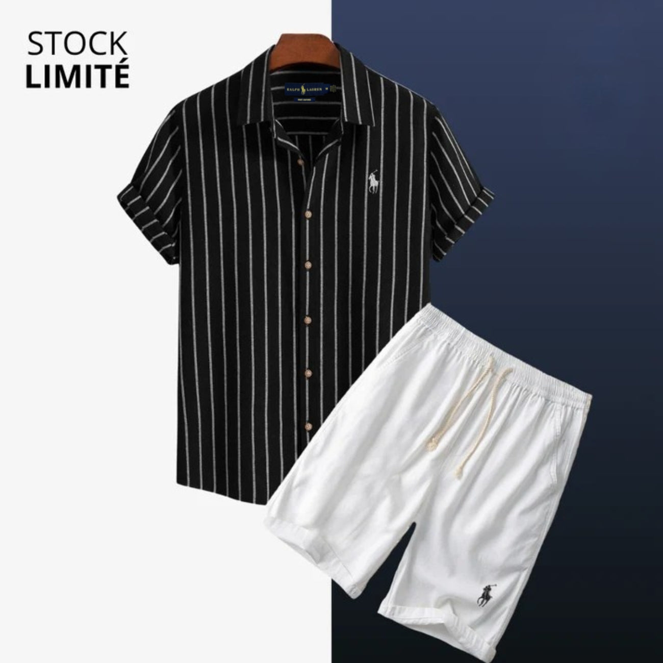 Ensemble Estival Rayé (Chemise & Short) - DÉSTOCKAGE
