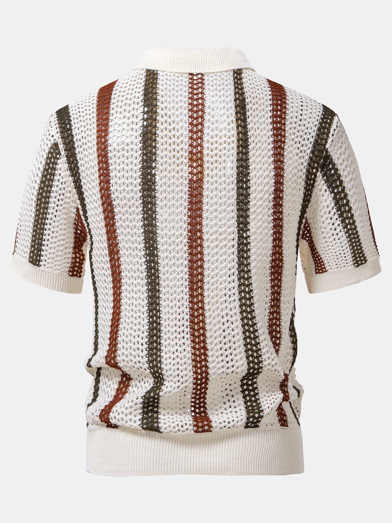 POLO À COL V RAYÉ AU CROCHET