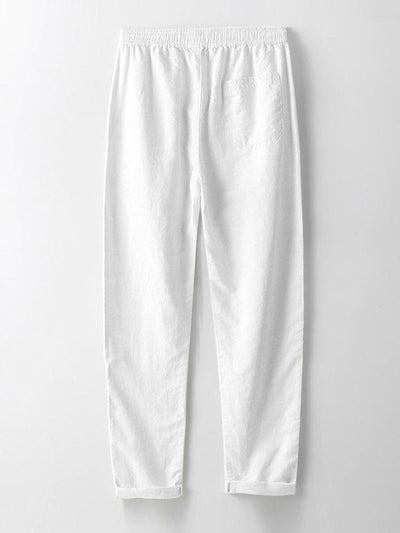 CHEMISE À RAYURES EN MAILLE AVEC BOUTONS & PANTALONS EN LIN DROITS
