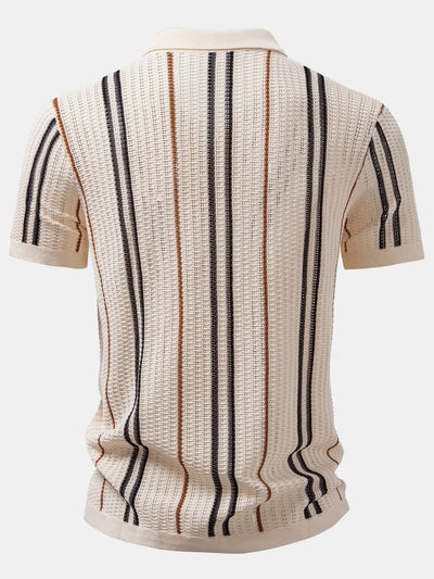 CHEMISE À RAYURES AU CROCHET AVEC BOUTONS & PANTALONS EN LIN À JAMBE DROITE