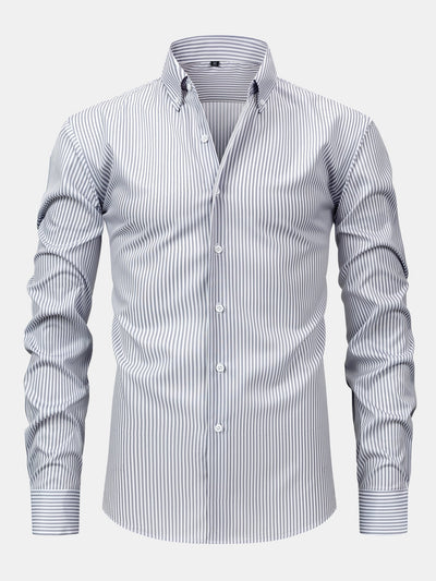 CHEMISE À MANCHES LONGUES À RAYURES AVEC BOUTONS & PANTALONS SLIM FIT À JAMBES AFFINÉES
