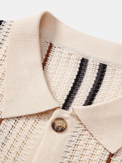 CHEMISE À RAYURES AU CROCHET AVEC BOUTONS & PANTALONS EN LIN À JAMBE DROITE