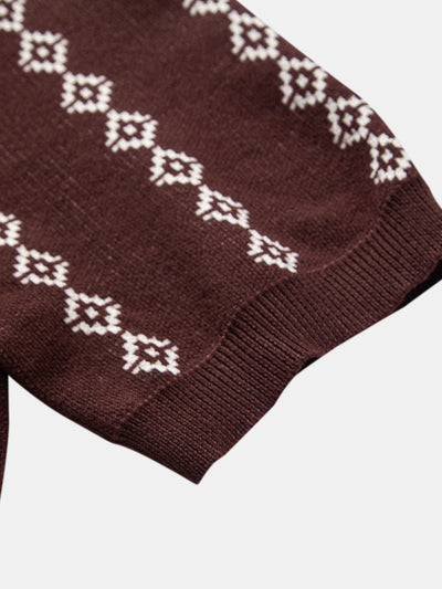 POLO COL V EN MAILLE GÉOMÉTRIQUE